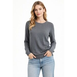 Inhabit 100% Cashmere Sweater Gray Womens M Minimalist Luxury Softgirl Crew Neck